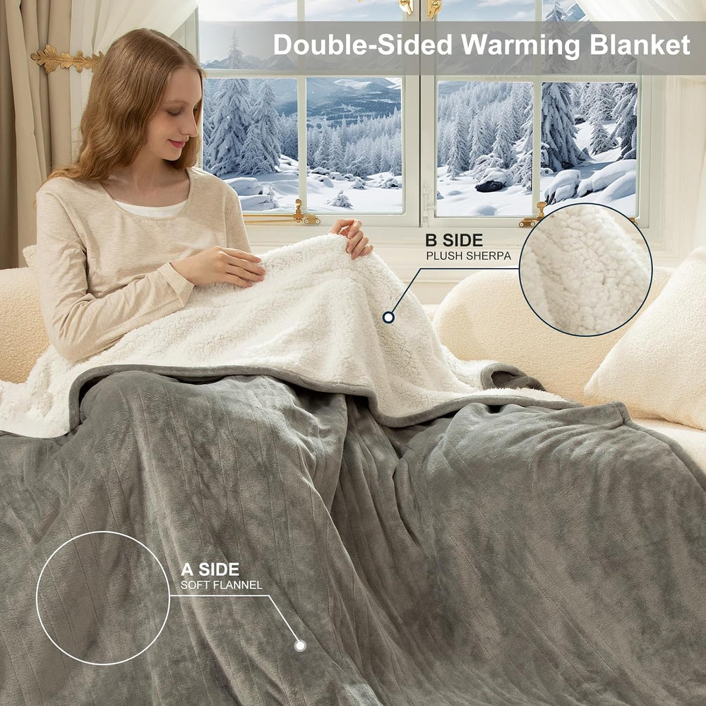 King Size Electric Blanket, Dual Control Heated Blanket, Grey