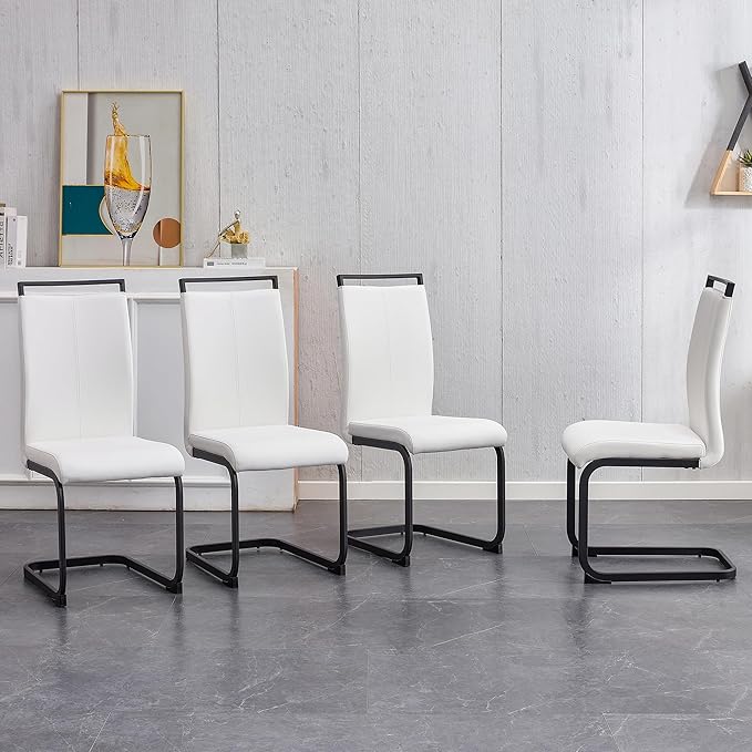 AZmac Modern Leather Dining Chairs Set of 4,Armless Kitchen Chairs,Dining Roo...