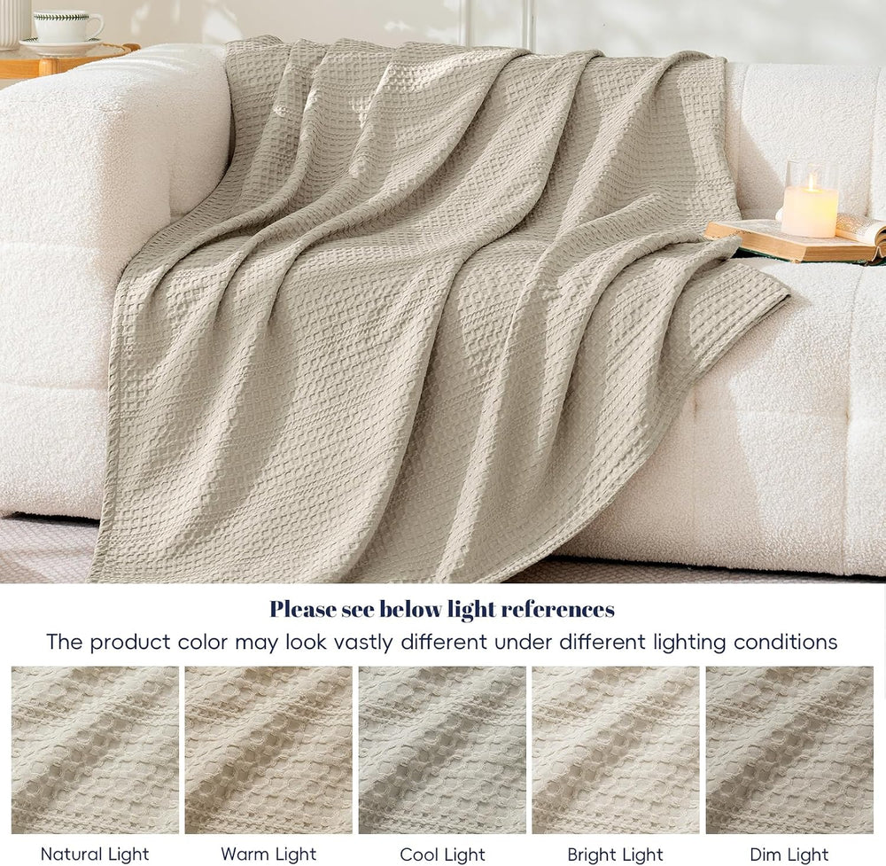 PHF Lightweight Waffle Weave Blanket Queen Size 90"x 90", Soft Wove...