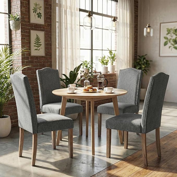 Upholstered Dining Chair Modern Stylish Parsons Kitchen Diner High Back with ...