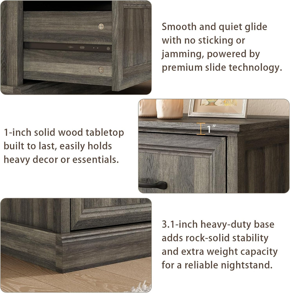 Farmhouse 7 Drawer Dresser for Bedroom, 55" Grey Dresser with TV Stand