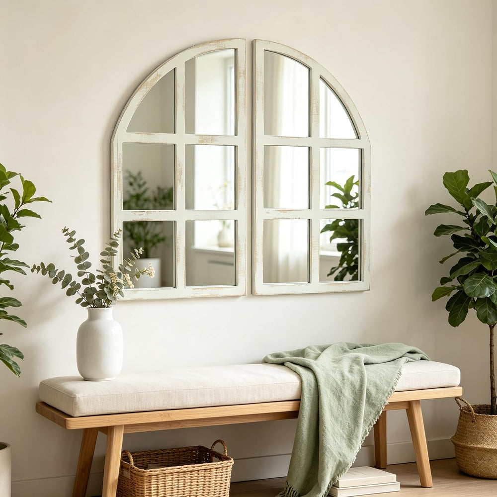 FLORA Farmhouse Mirror, Arch Window Entryway Large Wall Decor Mirror