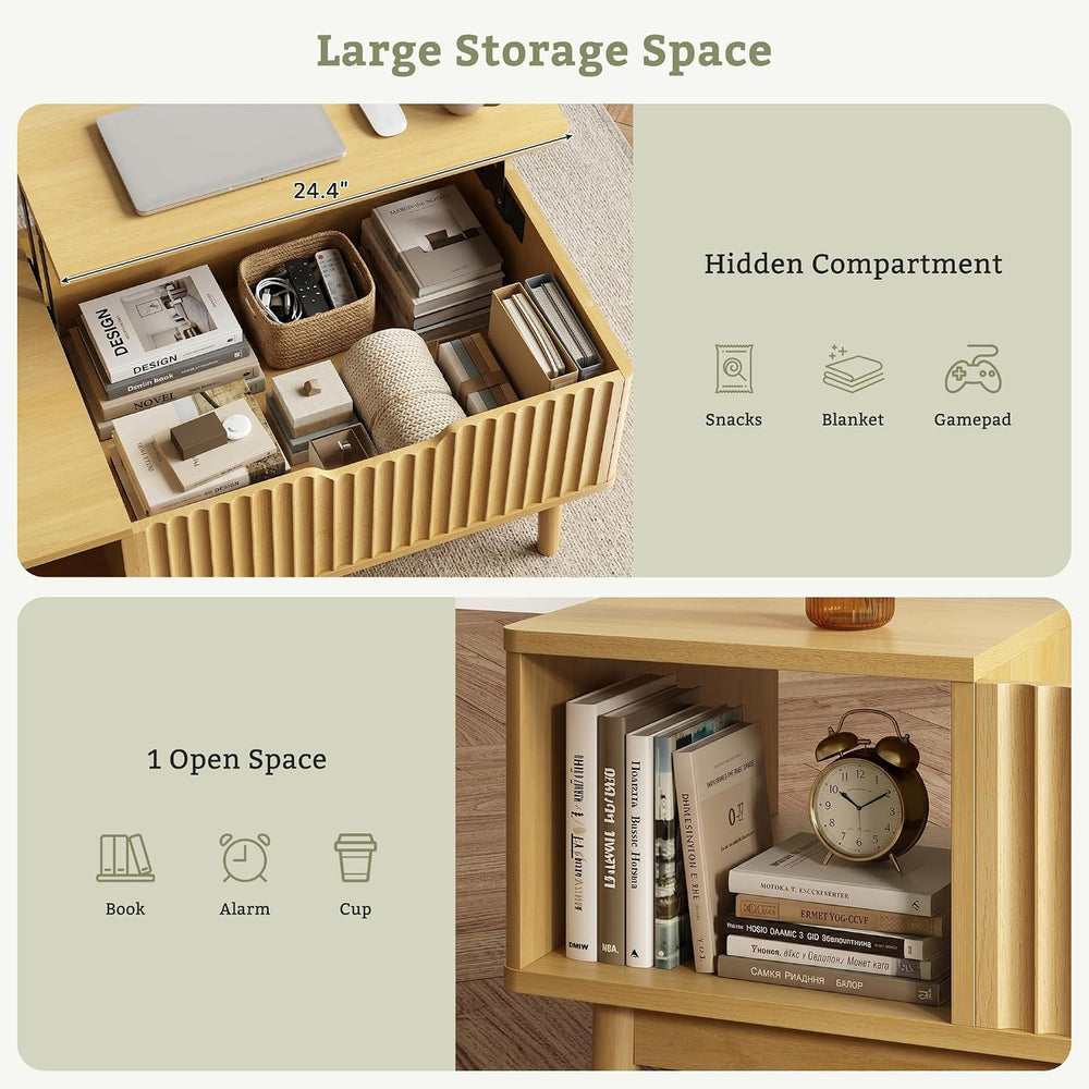 LYNSOM Wood Lift Top Coffee Table with Storage,Rising Coffee Tables with Hidd...