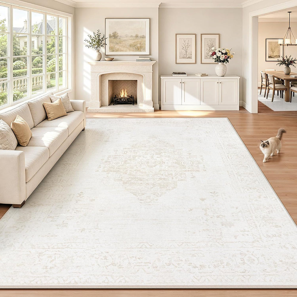 8x10 Area Rugs for Living Room: Washable Vintage Large Retro Rug Soft Non-Sli...