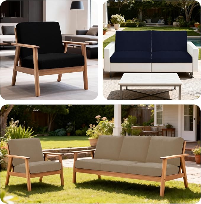 4Pcs Patio Stretch Cushion Covers, Outdoor Sofa Replacement Cover Slipcovers