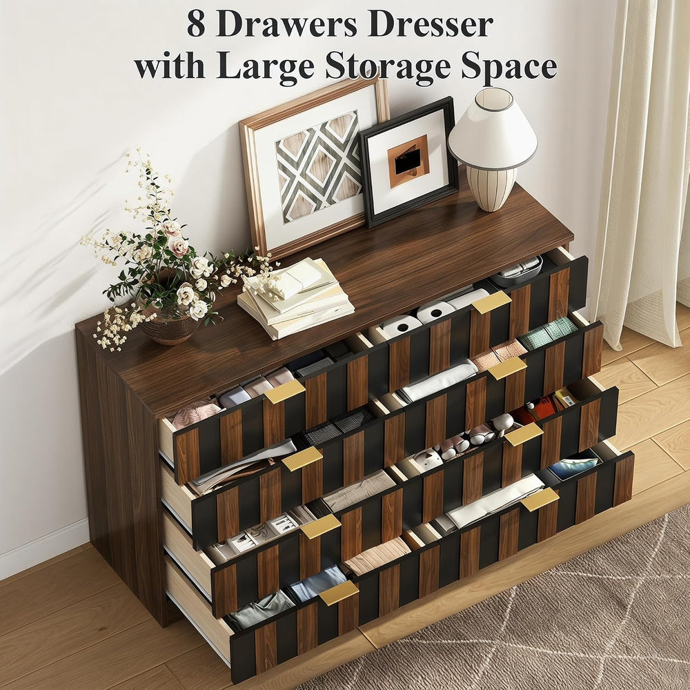 8 Drawer Dresser for Bedroom,48"Wide Modern Chest of Drawer w/ Metal Handle
