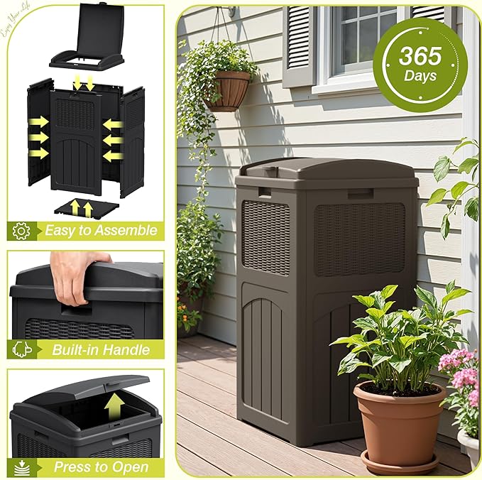 Greesum 33 Gallon Outdoor Trash Can