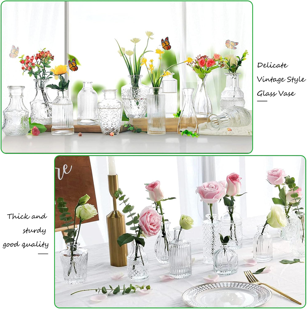 Glass Bud Vases -Set of 20 for Flowers, Small Clear Bud Vases in Bulk for Cen...