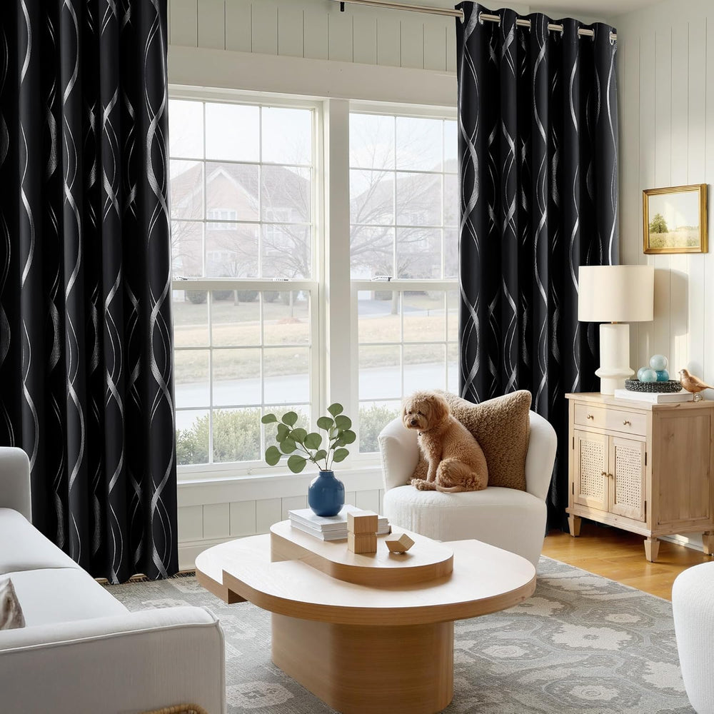 NICETOWN Black Out Grommet Pattern Curtain Panels 84 inches Long
