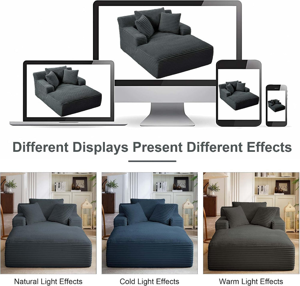Tmsan Oversized Chaise Lounge Chair Indoor, 78.7" Extra Deep Boneless Co...