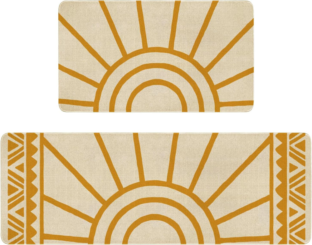 Boho Kitchen Mat Set of 2,Modern Farmhouse Sun Kitchen Rugs and Mats Non Skid...