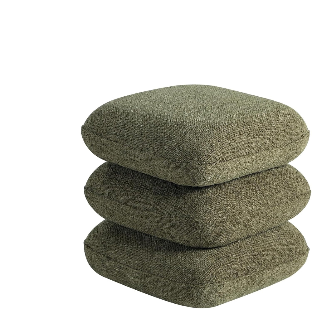Get Set Style 360ยฐ Swivel Linen Ottoman, Modern Upholstered Foot Stool, Multi...