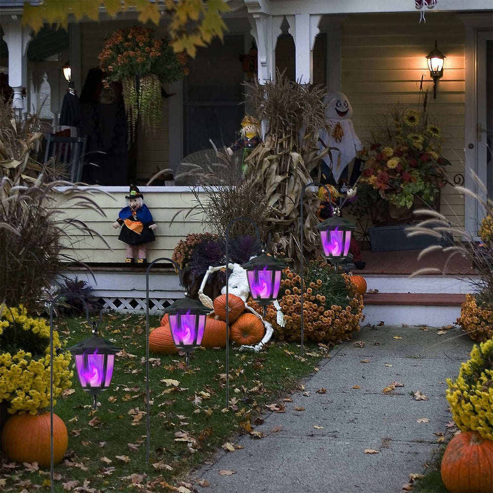 Dynaming 6 Pack Solar Halloween Flame Hanging Lights Outdoor, Flickering Flam...