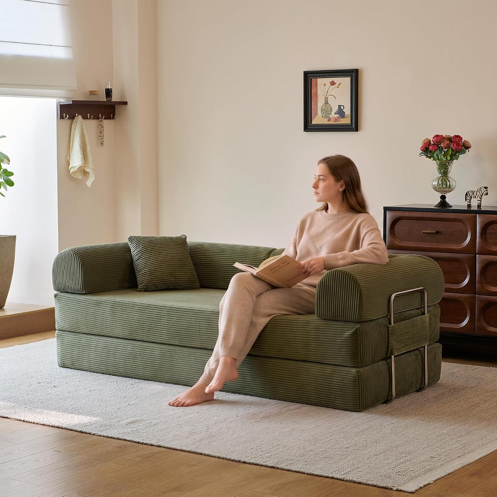 Eafurn 4-in-1 Boneless Convertible Sofa Bed, 79" Folding Mattress Couch ...