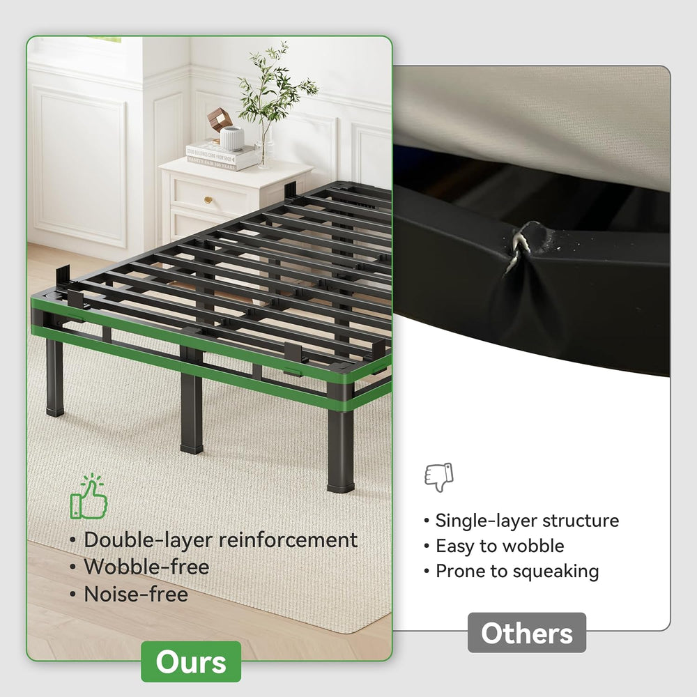 Superay Queen Bed Frame, 18 inch Metal Bed Frame & Box Spring 2 in 1 Design