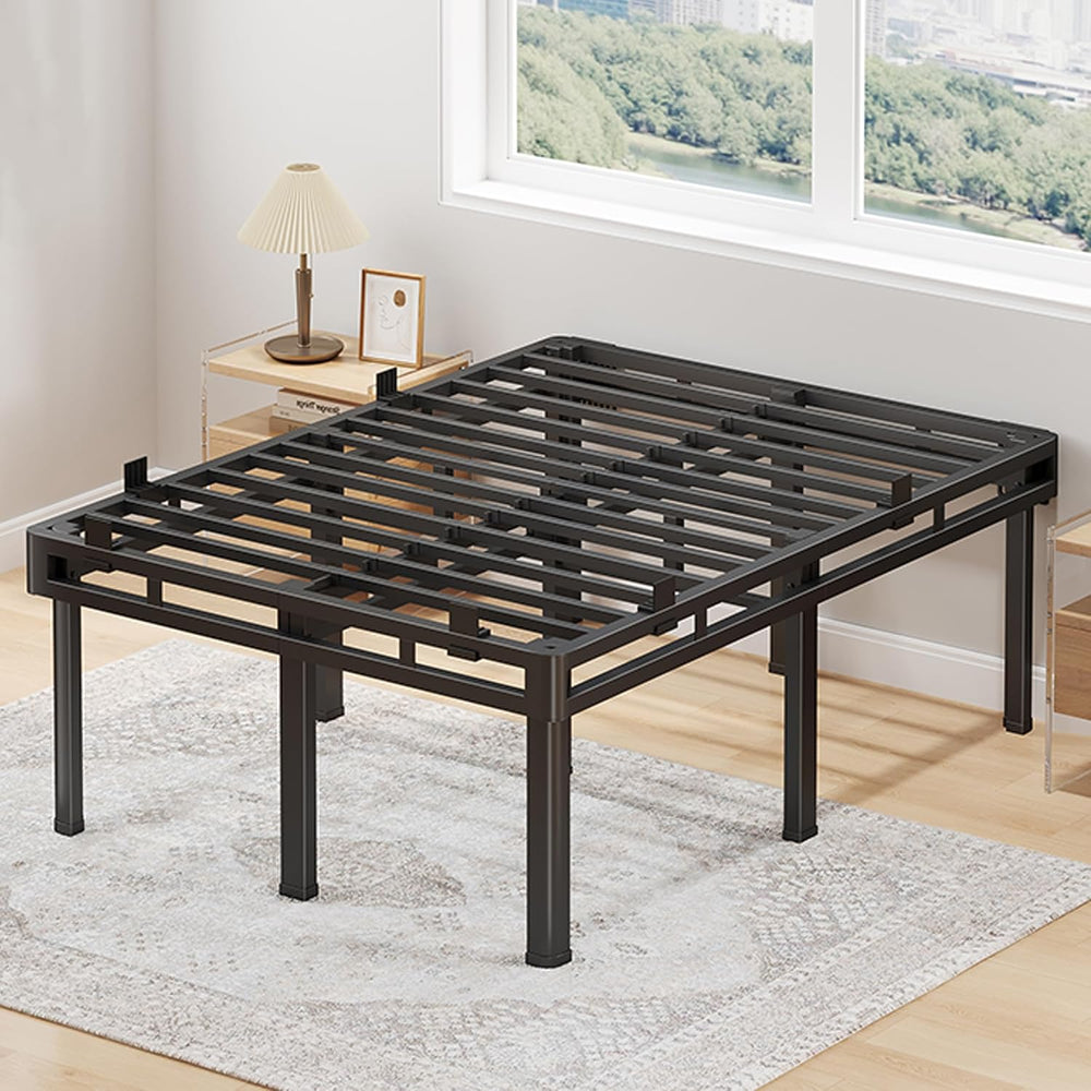 Superay 24 inch HIgh King Bed Frame with Rounded Legs, Double Layer Design