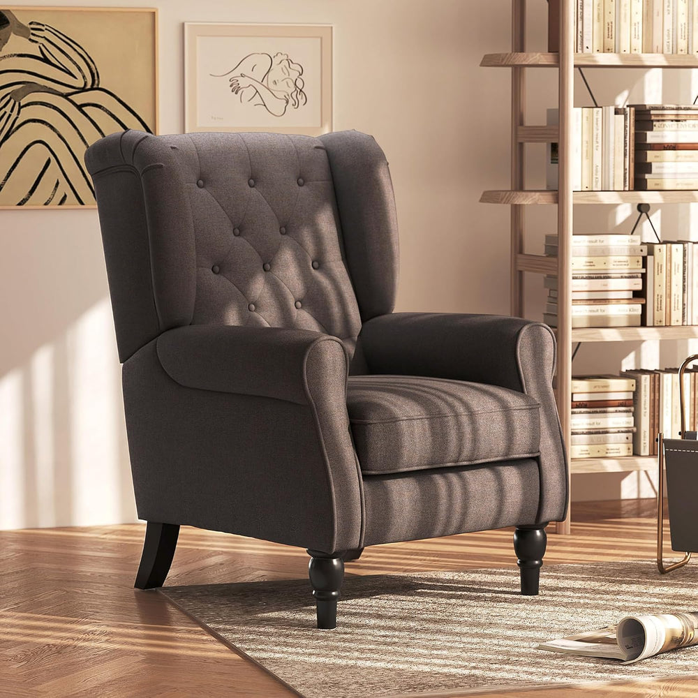 HOMCOM Comfy Accent Chair for Living Room, Wingback Armchair, Dark Brown
