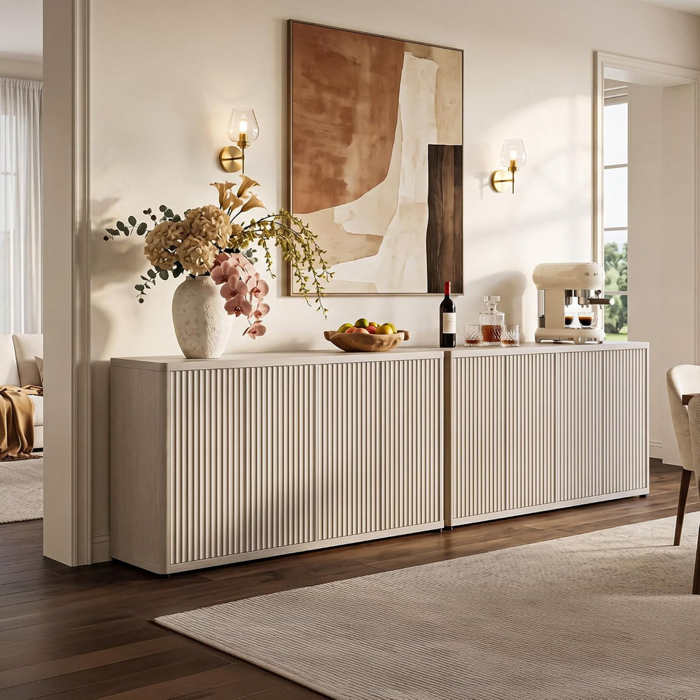 SICOTAS Buffet Cabinet with Storage Accent Sideboard with 4 Doors 66.3" ...