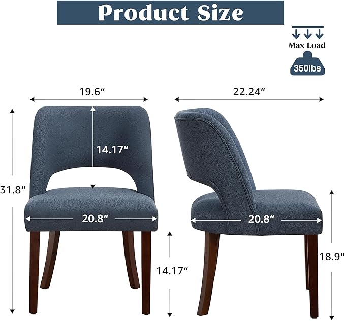 Dining Chairs Set of 2,Modern Dining Room Chairs with Thick Cushions,Upholste...