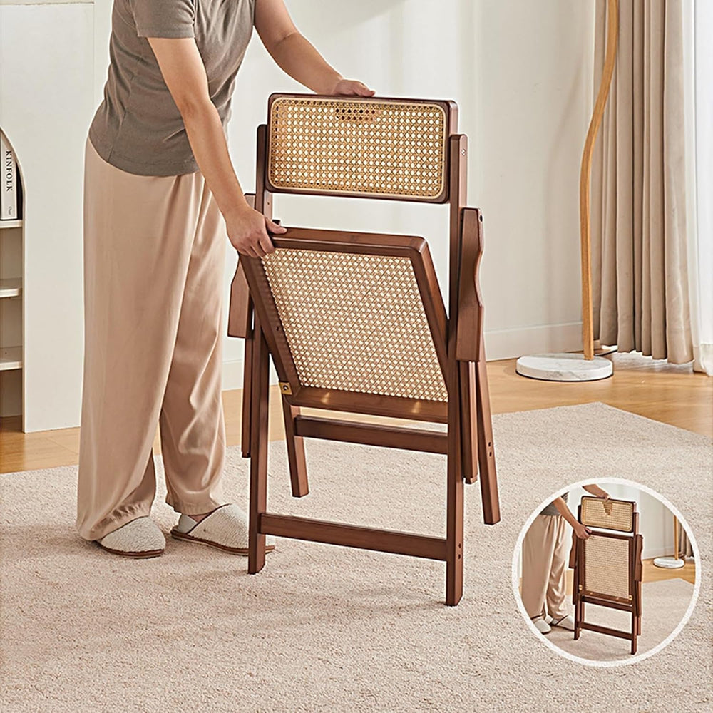 Rattan Dining Chairs, Modern Mid Century Folding Comfy Armchairs, Outdoor for...