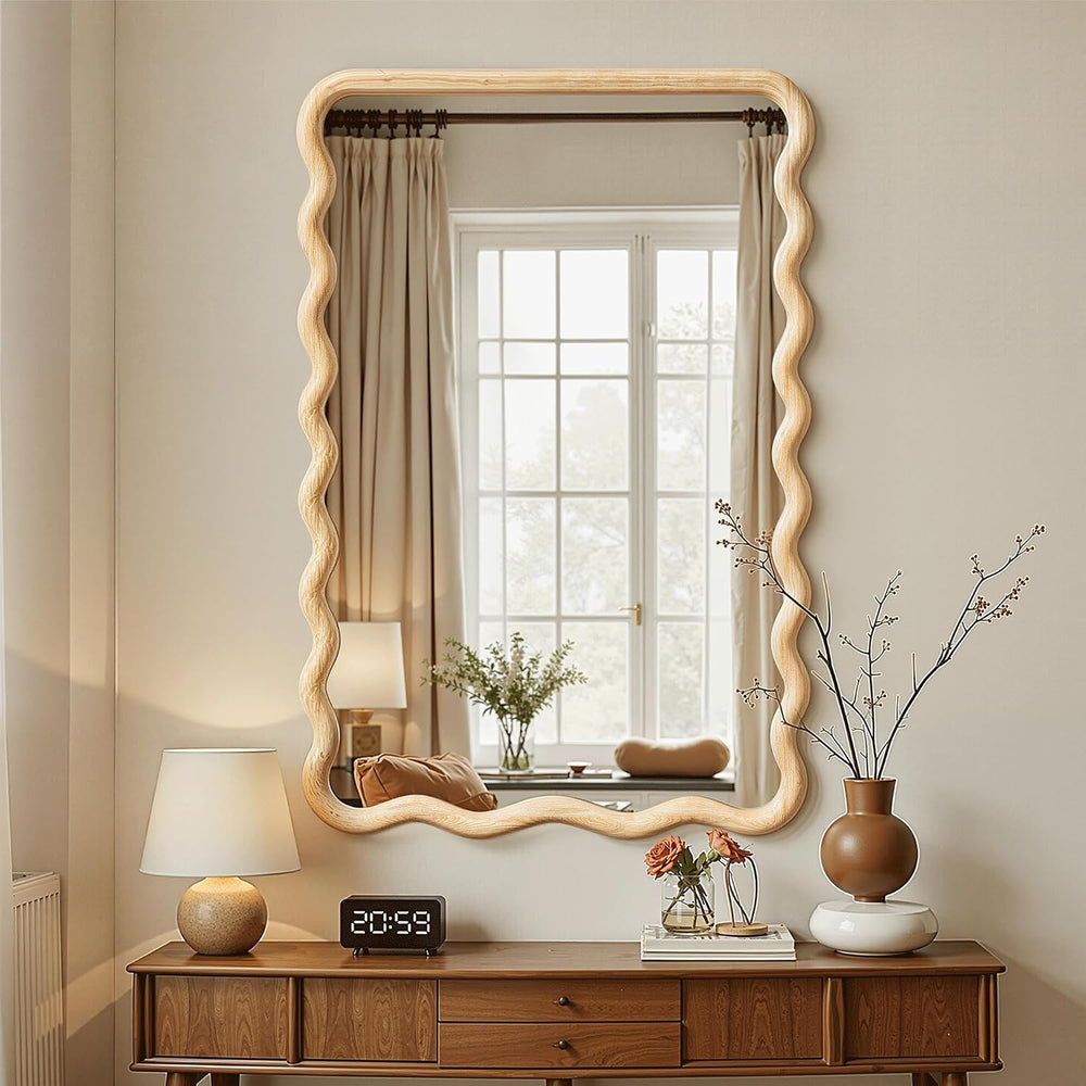 Wavy Mirror for Wall, 30"x20" Bathroom Vanity Mirror