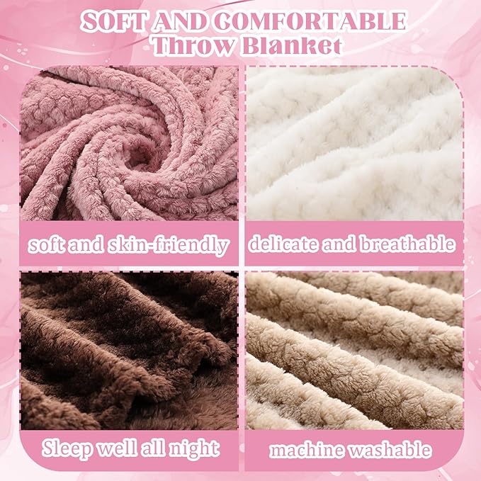 Newwiee 4 Pcs Flanne Fleece Throw Blanket