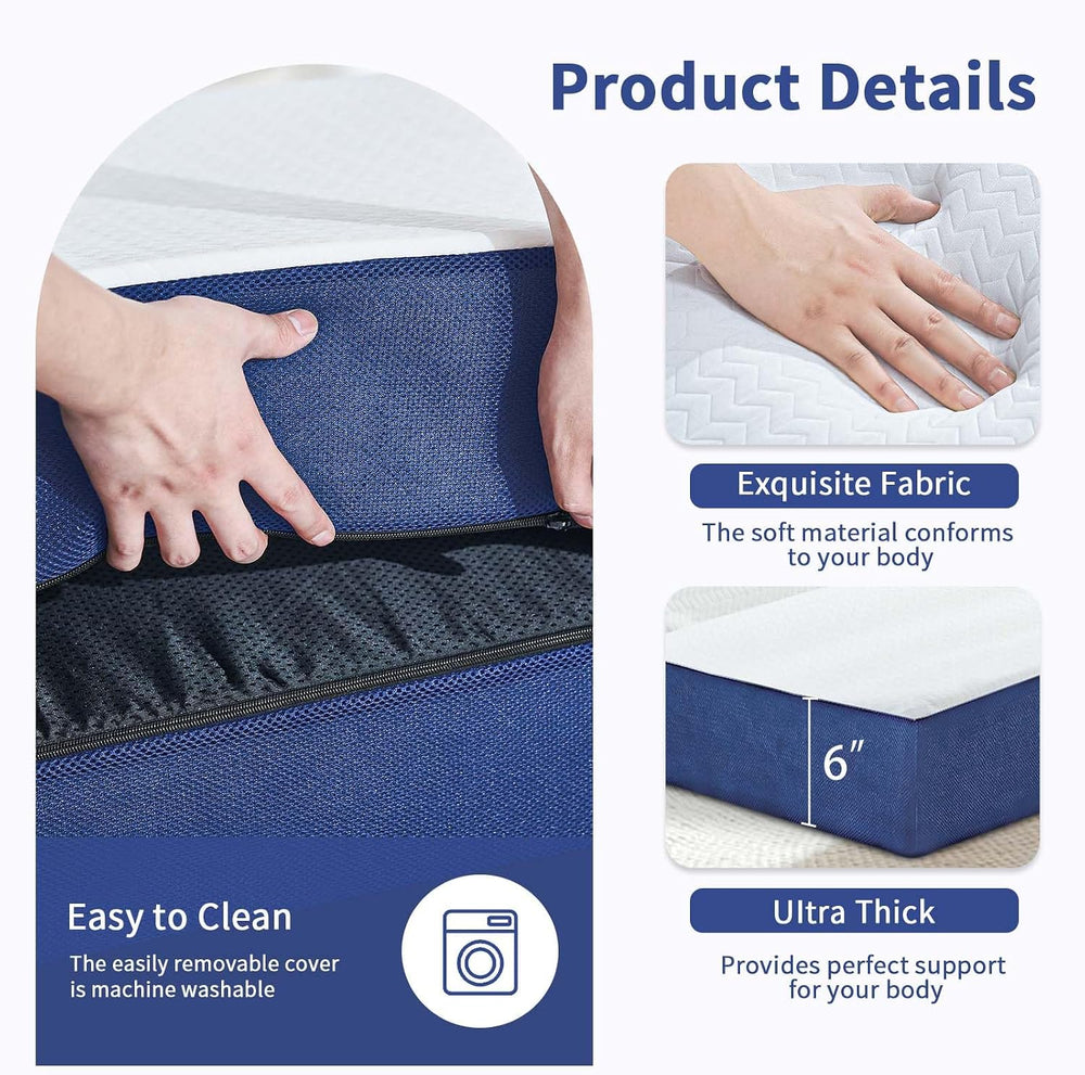 Folding Mattress Twin, 6" Floor Foldable Bed Futon for Guest Bed,Camping