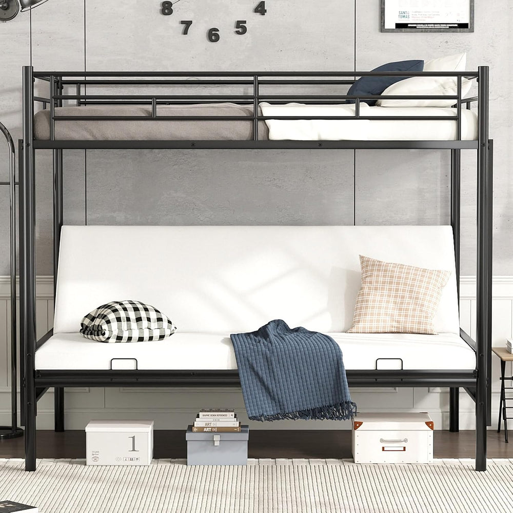 Bellemave Twin Over Futon bunk Bed, loft Bed with futon, Twin Over Full Futon...