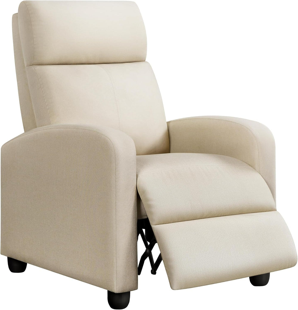 Topeakmart Fabric Recliner Chair Home Theater Seating with Footrest Beige