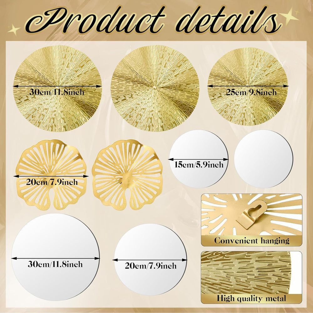 Hicarer Gold Mirror Wall Decor, Round Wall Mirror, Metal Art Decor