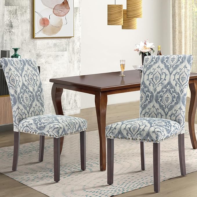COLAMY Upholstered Parsons Dining Chairs Set of 6, Fabric Dining Room Kitchen...