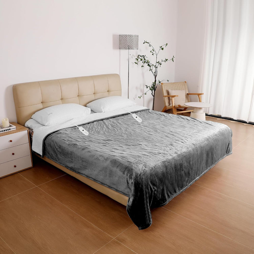 ESTINGO Electric Blanket Queen Size, Queen Heated Blanket Dual Control