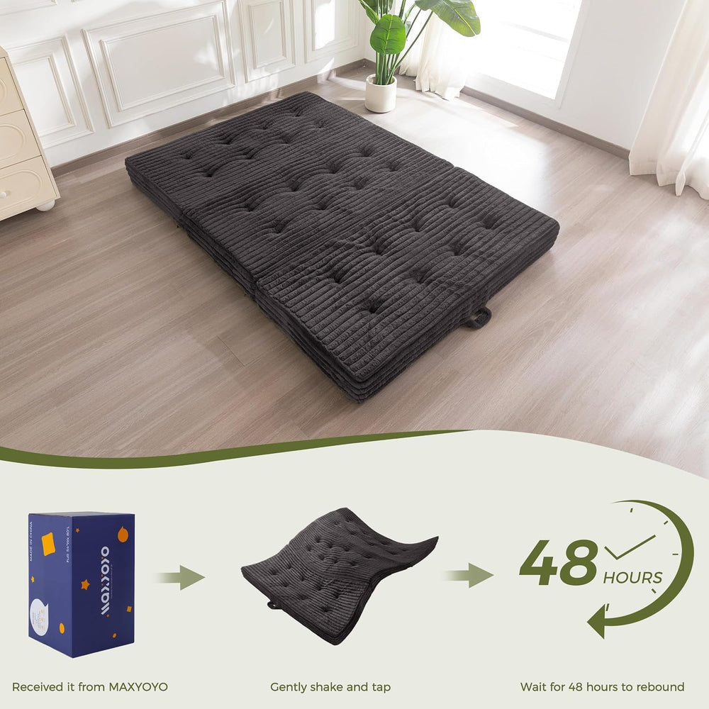 MAXYOYO Folding Sofa Couch Bed, 6 Inch Tri-Fold Floor Sofa Bed, Folding Mattr...
