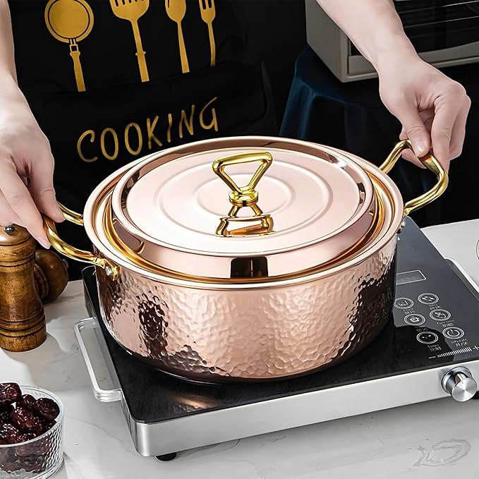 YJX 6.7QT Hammered Stock Pot