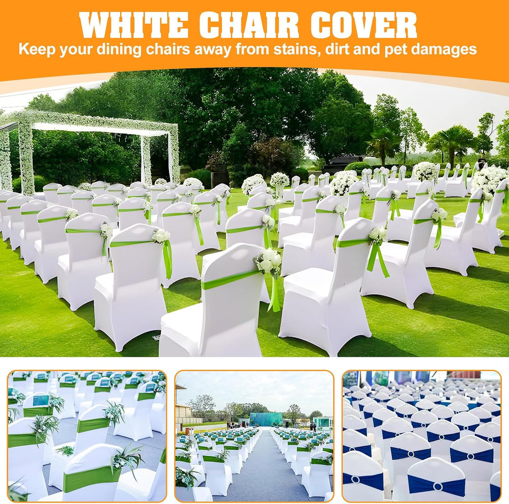 30 PCS White Polyester Spandex Chair Covers - Stretch Slipcovers for Wedding,...