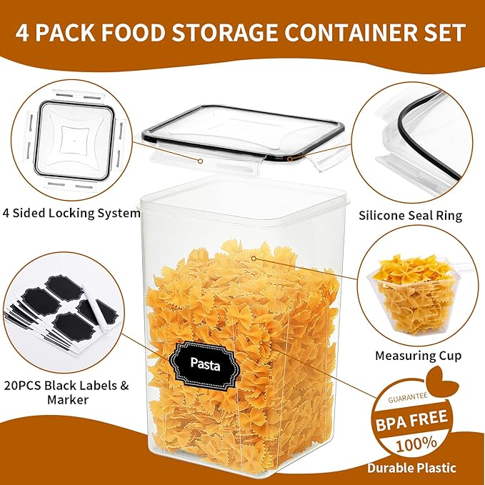HKJ Chef 4 Pack Extra Large Airtight Food Storage Containers