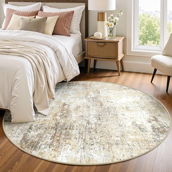 Washable Area Rugs 4ft Non-Slip Modern Abstract Soft
