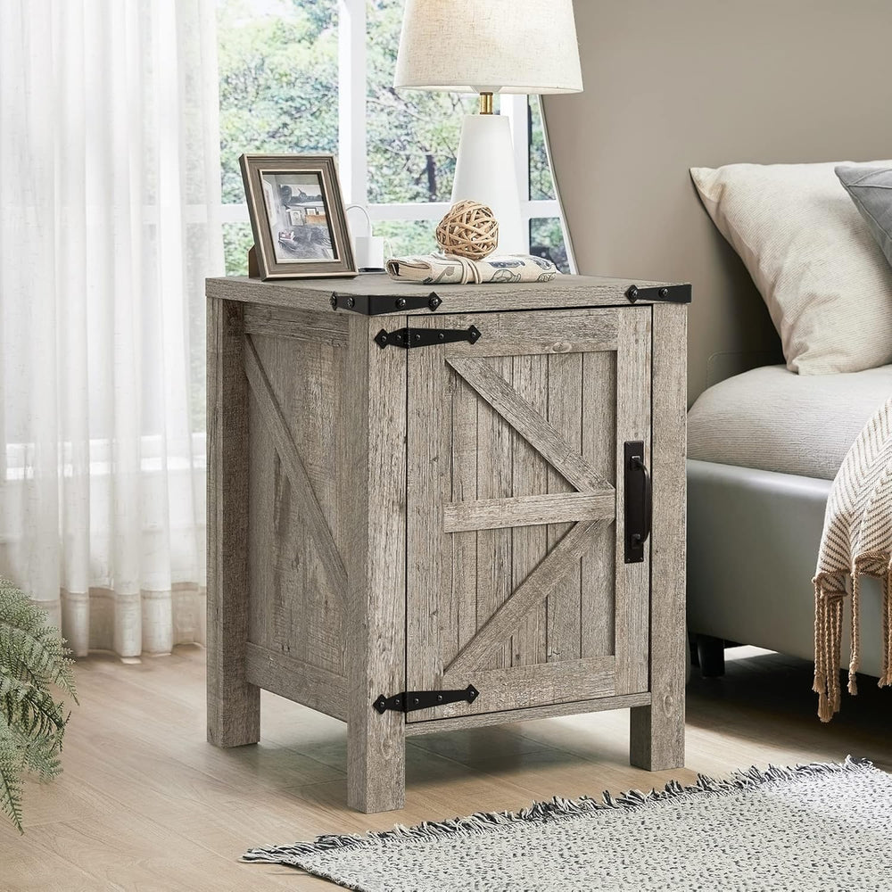 OKD 18" Farmhouse End Table Set of 2, Light Rustic Oak
