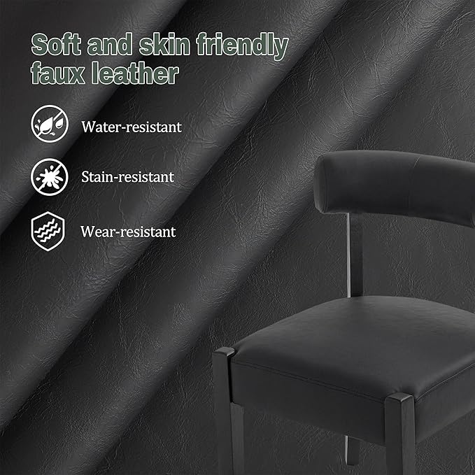 Modern Black Dining Chairs Set of 8, Faux Leather Upholstered Kitchen & D...