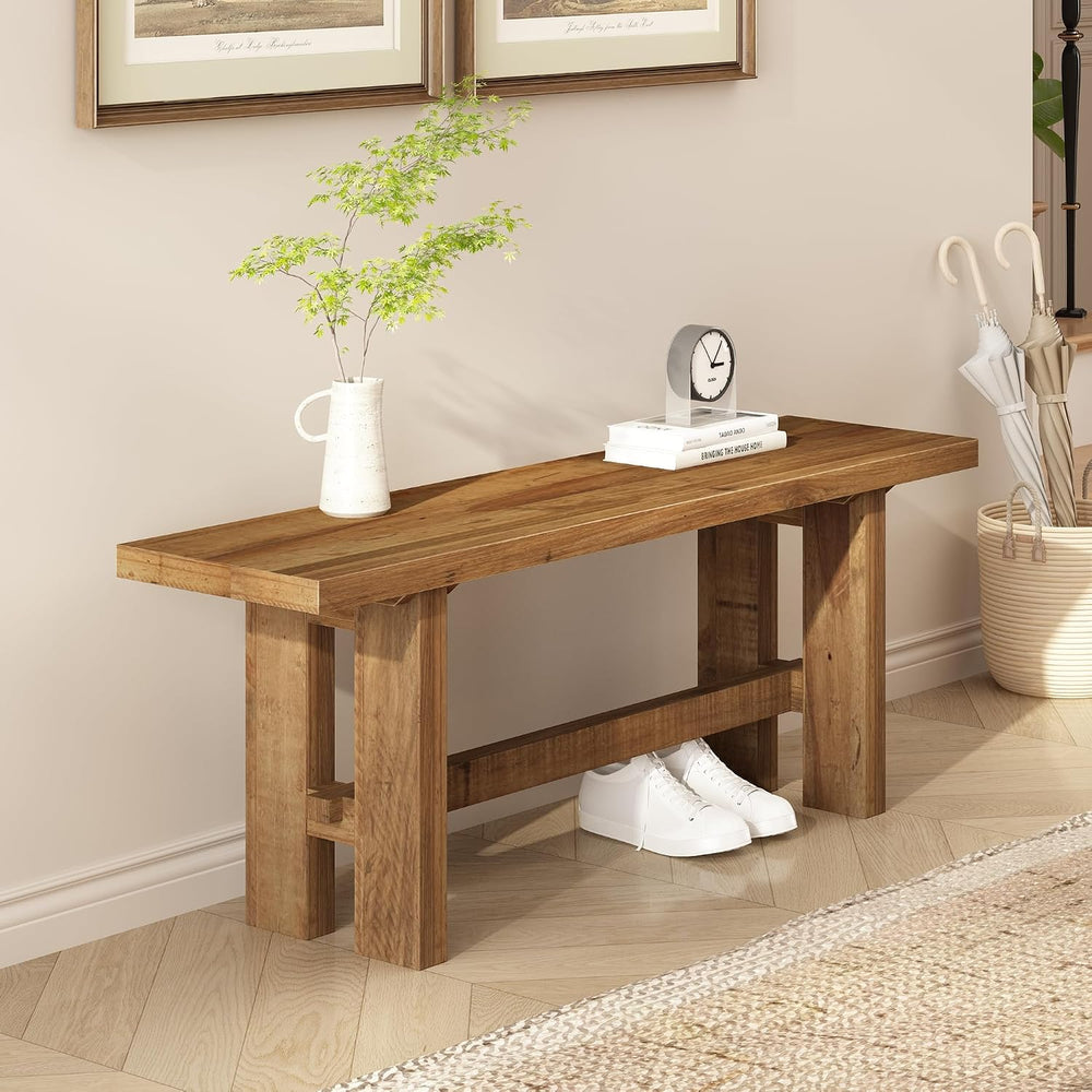 HOKYHOKY Reclaimed Solid Wood Bench, 43.3" Farmhouse Entryway Bench | Na...