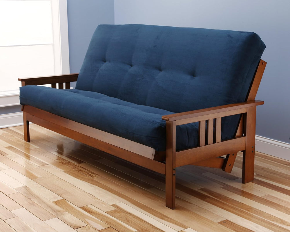 Toronto Futon Set Frame and Mattress Full Size Wood Finish w/ 8 Inch Innerspr...