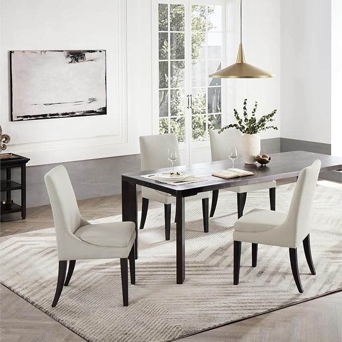 Upholstered Dining Chairs Modern Sidechair Performance Fabric High Back Armle...