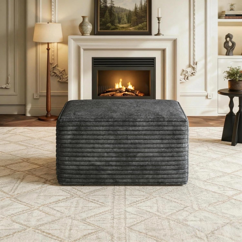 JINGLING 25.6 Inch Plush Corduroy Ottoman, Modular Sectional Foot Rest for Li...