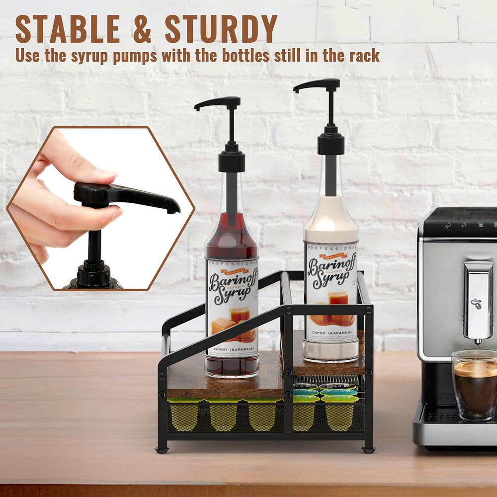 Alyoen Coffee Syrup Organizer Rack, 3-Tier Coffee Station Organizer for Count...