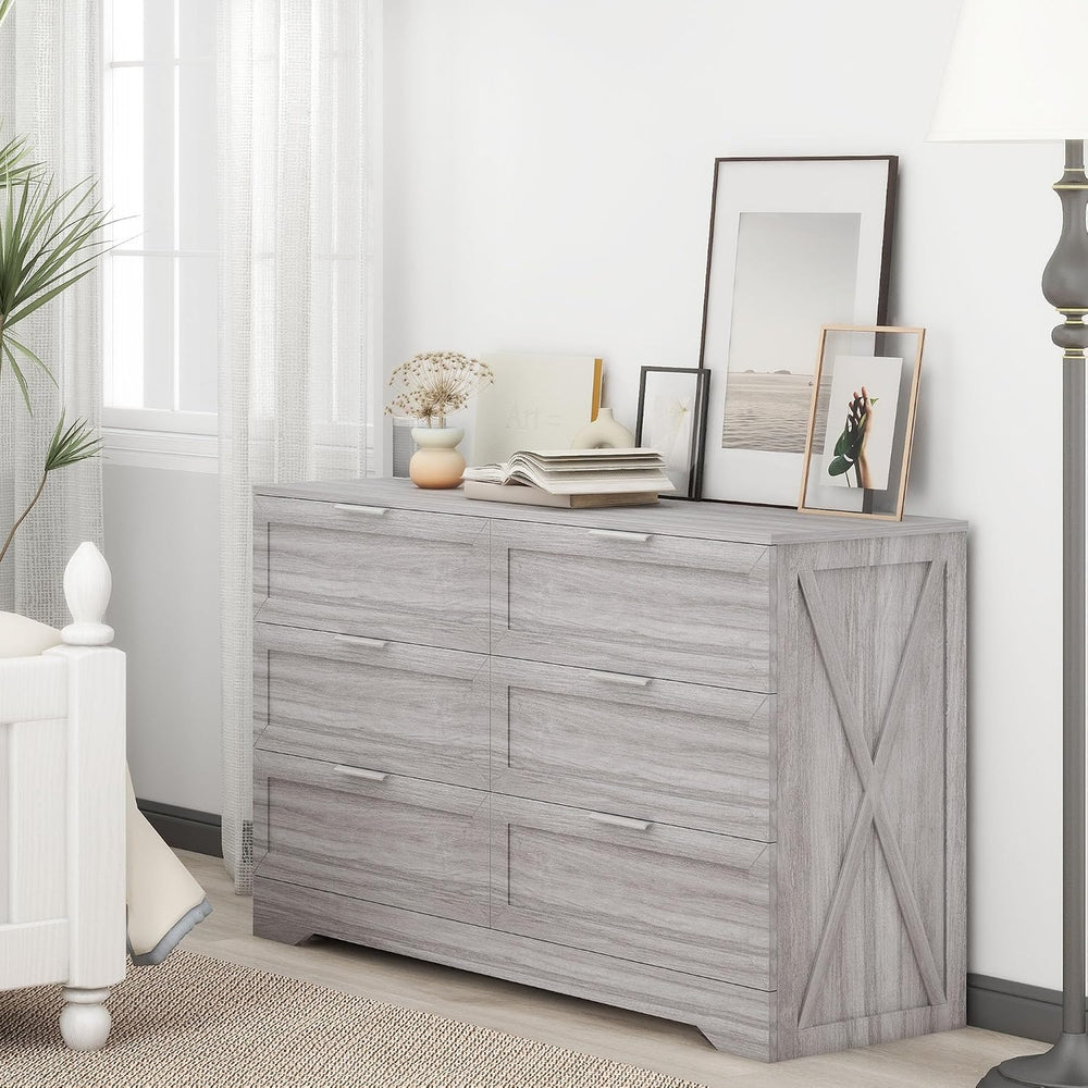 Modern Dressers & Chests of Drawers, Wide TV Stand for Bedroom, Wash Grey