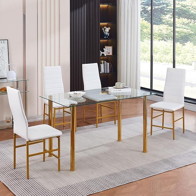 PU Dining Chairs Set of 4, Modern Kitchen & Dining Room Chairs Faux Leath...