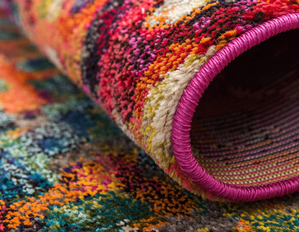 Unique Loom Jardin Collection Colorful, Vibrant, Abstract, Modern Area Rug (1...