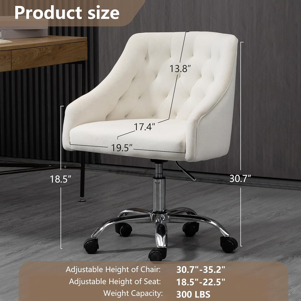Home Office Chair, Velvet Swivel Adjustable Accent Vanity Chair with Arms Nai...