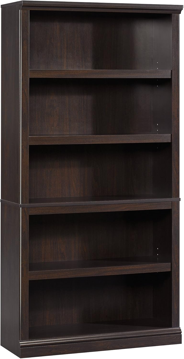 Sauder 5 Tier Book Shelf Wooden Bookcase Multipurpose Bookshelf for Home Offi...