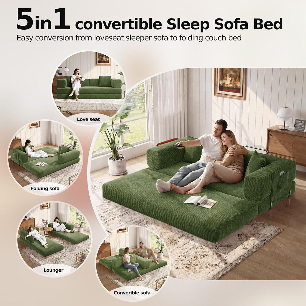 MoonSpeak 78.8'' Futon Sofa Bed, Boneless Couches for Living Room